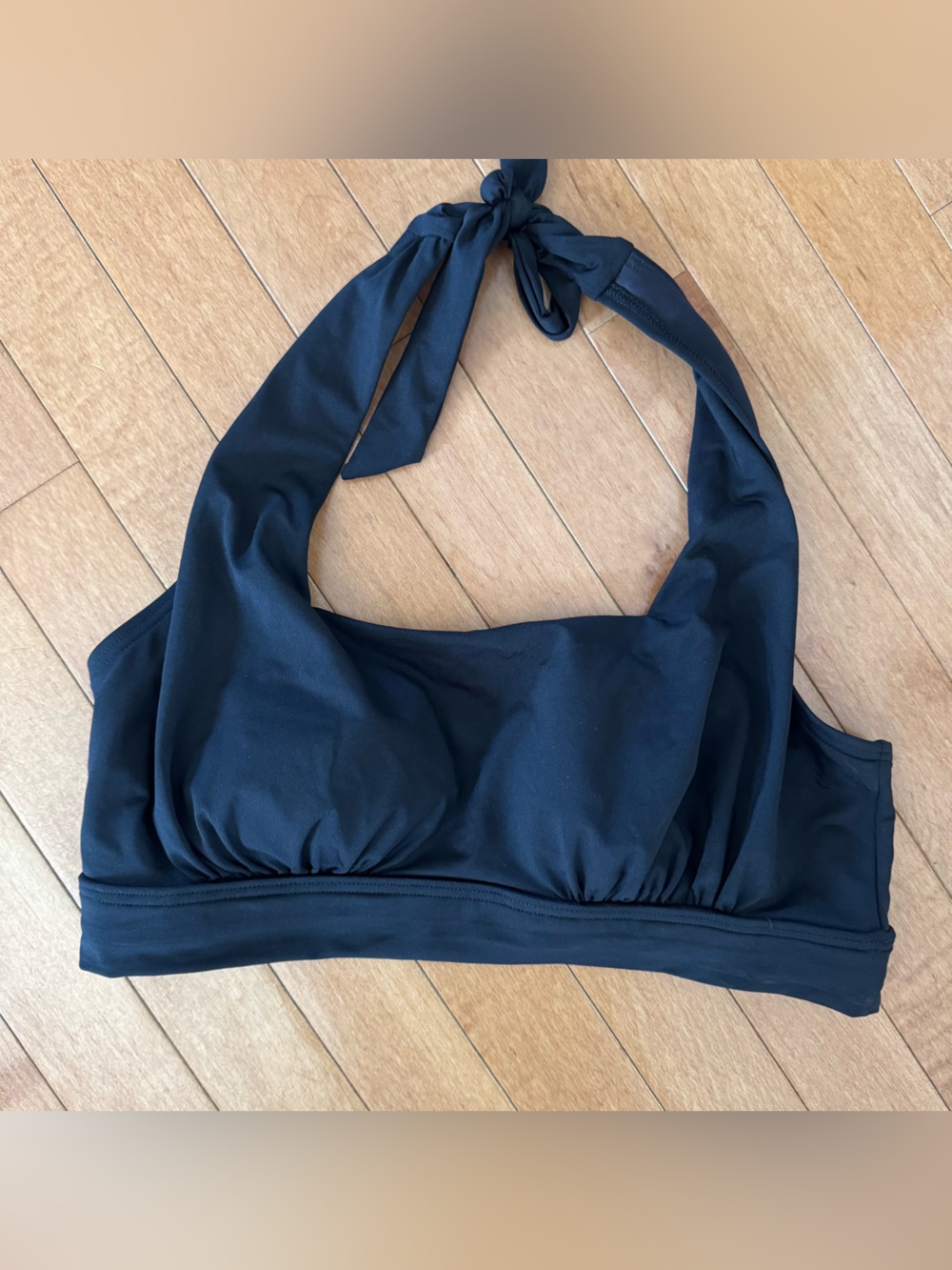 LANDS’ END Size Small Black Halter Bikini Swimsuit Top